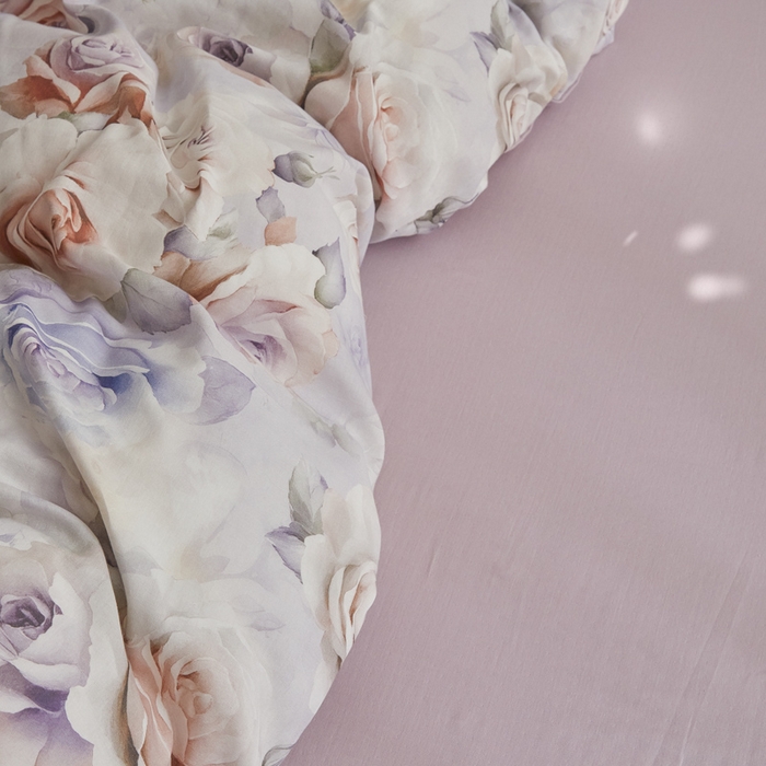 91家纺网 家纺一手货源 找家纺 涵宸家纺 2026新款双层纱印花四件套 F满园-紫