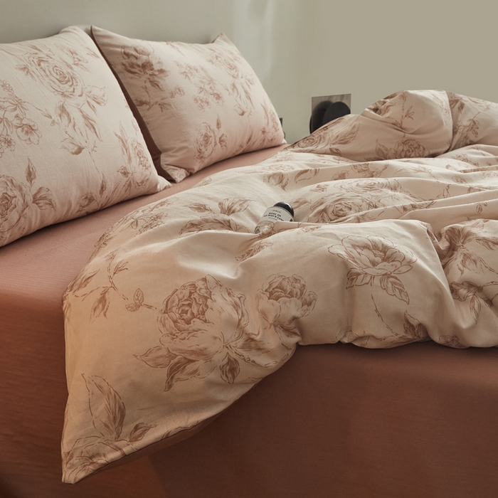 涵宸家纺 2026新款双层纱印花四件套 F萱花