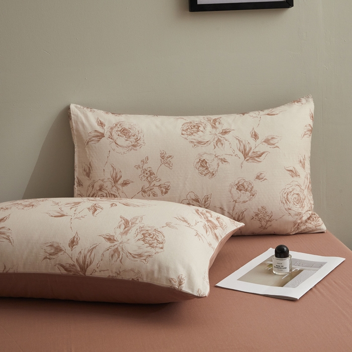 91家纺网 家纺一手货源 找家纺 涵宸家纺 2026新款双层纱印花四件套 F萱花