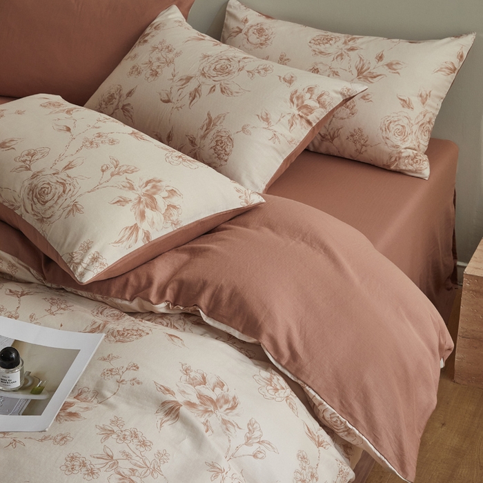 91家纺网 家纺一手货源 找家纺 涵宸家纺 2026新款双层纱印花四件套 F萱花