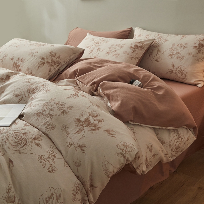 91家纺网 家纺一手货源 找家纺 涵宸家纺 2026新款双层纱印花四件套 F萱花