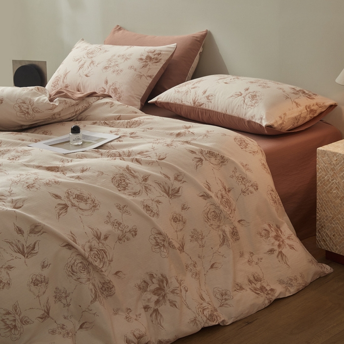 91家纺网 家纺一手货源 找家纺 涵宸家纺 2026新款双层纱印花四件套 F萱花