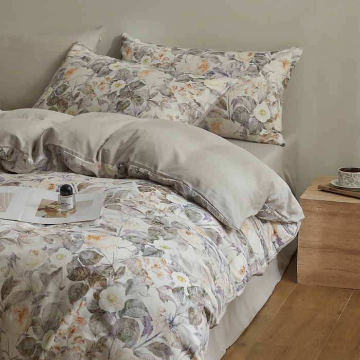 91家纺网 家纺一手货源 找家纺 涵宸家纺 2026新款双层纱印花四件套 F寻意花海