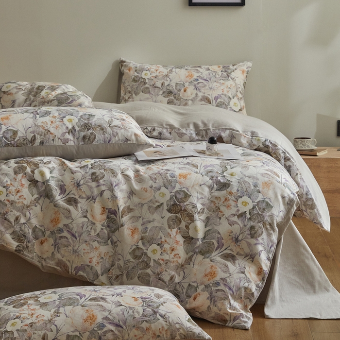 91家纺网 家纺一手货源 找家纺 涵宸家纺 2026新款双层纱印花四件套 F寻意花海