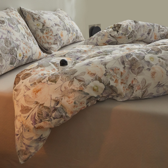 91家纺网 家纺一手货源 找家纺 涵宸家纺 2026新款双层纱印花四件套 F寻意花海