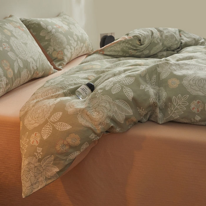 涵宸家纺 2026新款双层纱印花四件套 F云溪