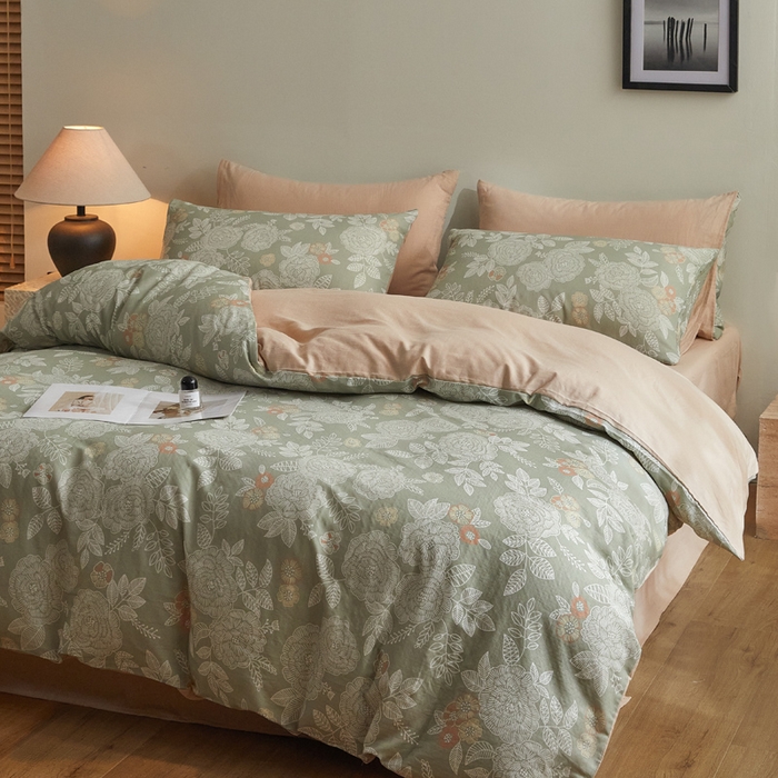 91家纺网 家纺一手货源 找家纺 涵宸家纺 2026新款双层纱印花四件套 F云溪