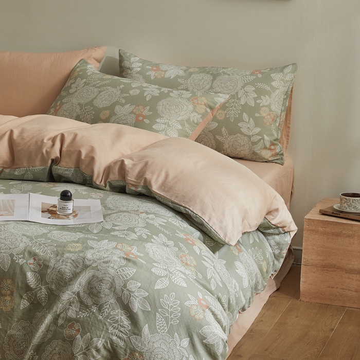 91家纺网 家纺一手货源 找家纺 涵宸家纺 2026新款双层纱印花四件套 F云溪