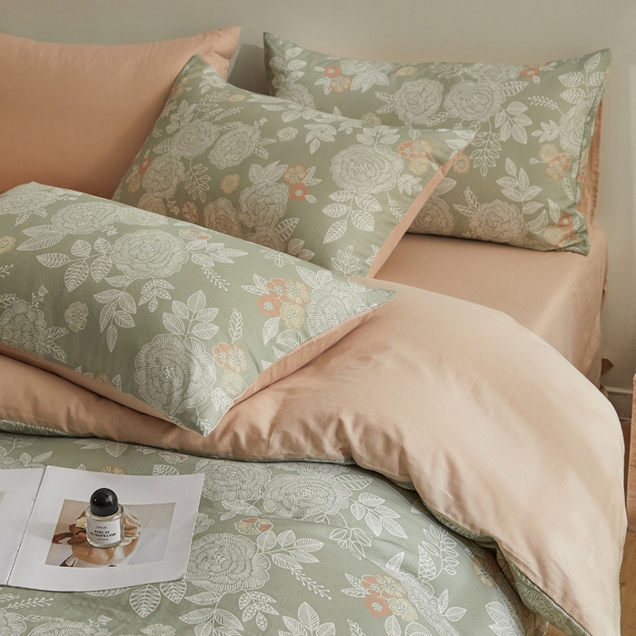 91家纺网 家纺一手货源 找家纺 涵宸家纺 2026新款双层纱印花四件套 F云溪