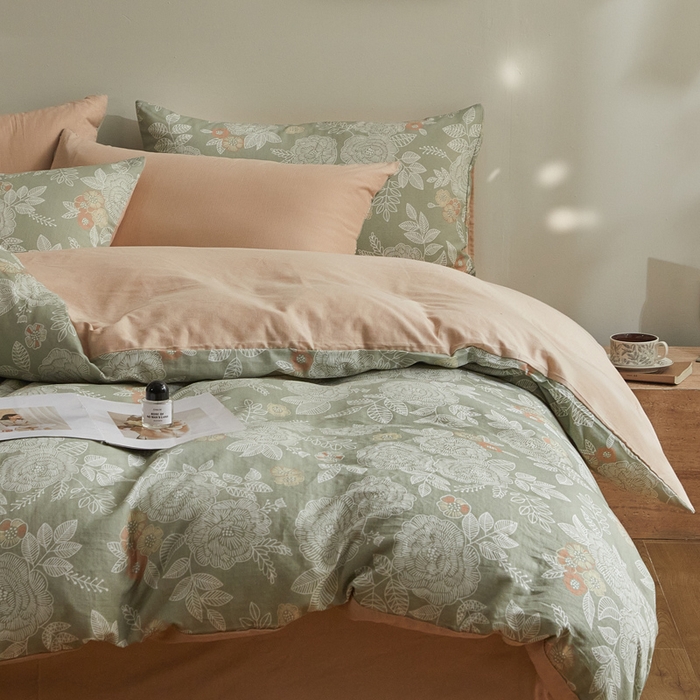 91家纺网 家纺一手货源 找家纺 涵宸家纺 2026新款双层纱印花四件套 F云溪