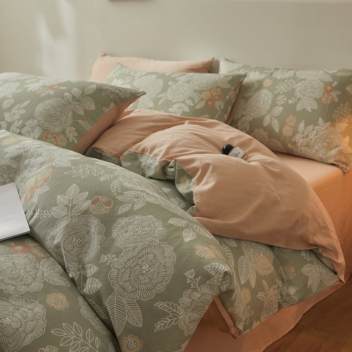 91家纺网 家纺一手货源 找家纺 涵宸家纺 2026新款双层纱印花四件套 F云溪