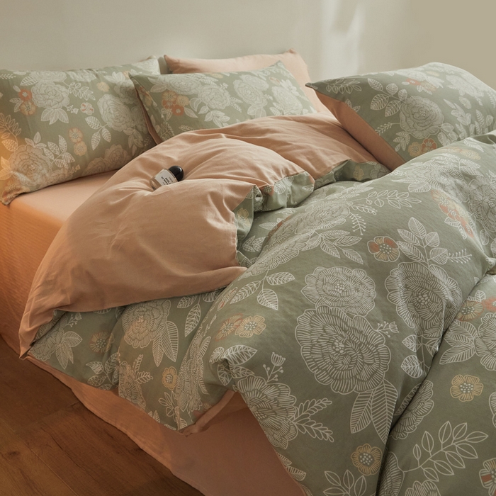 91家纺网 家纺一手货源 找家纺 涵宸家纺 2026新款双层纱印花四件套 F云溪