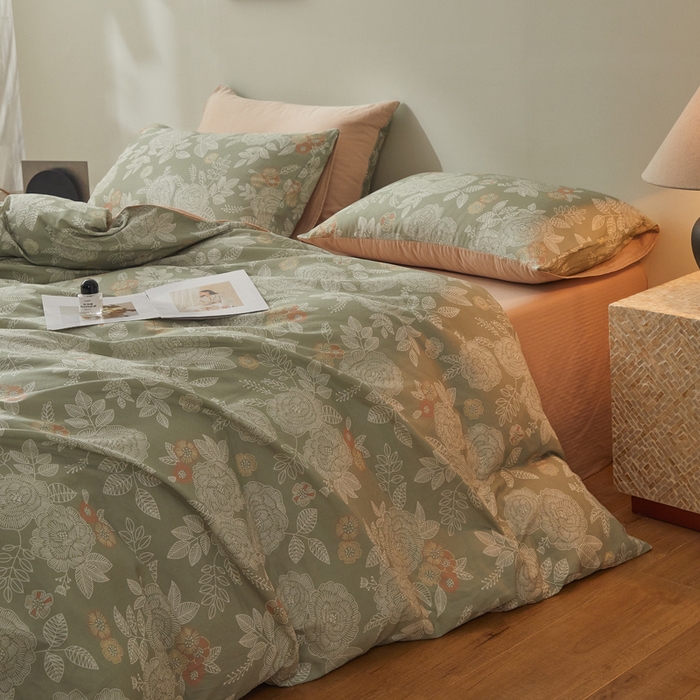 91家纺网 家纺一手货源 找家纺 涵宸家纺 2026新款双层纱印花四件套 F云溪