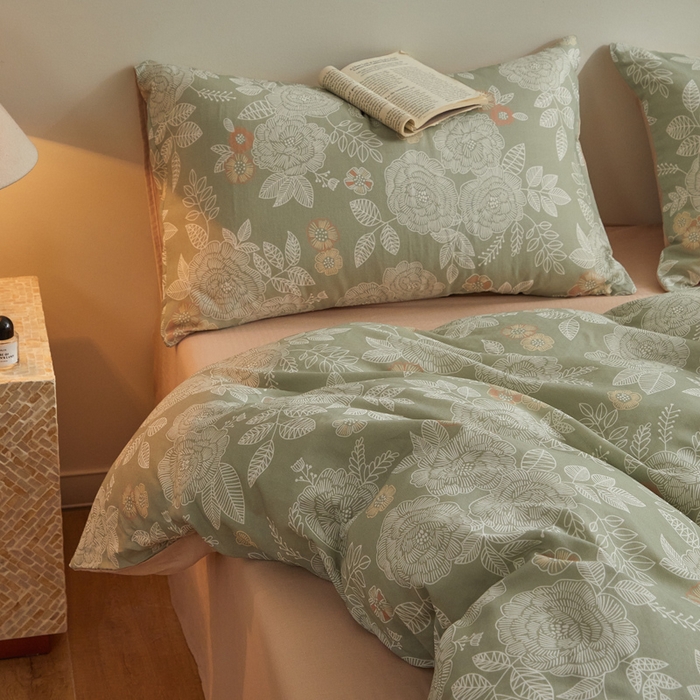 91家纺网 家纺一手货源 找家纺 涵宸家纺 2026新款双层纱印花四件套 F云溪