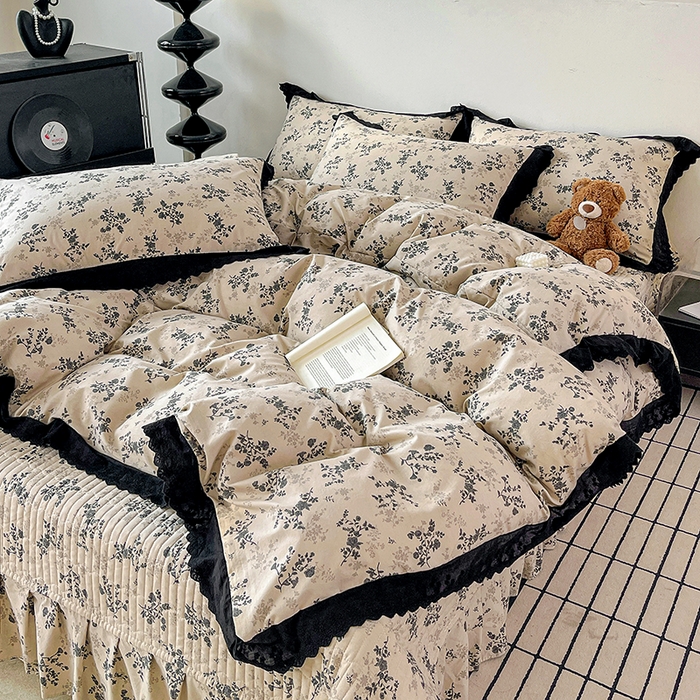 91家纺网 家纺一手货源 找家纺 元熙 2026新款古法水洗棉床盖四件套 梦栀