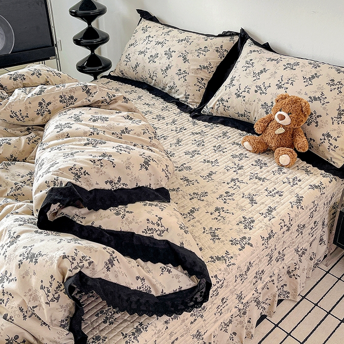 91家纺网 家纺一手货源 找家纺 元熙 2026新款古法水洗棉床盖四件套 梦栀