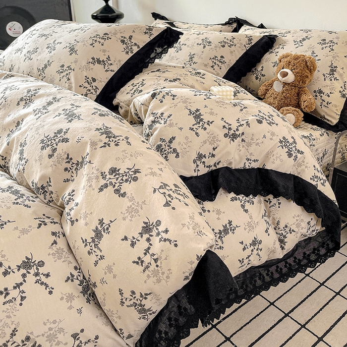 91家纺网 家纺一手货源 找家纺 元熙 2026新款古法水洗棉床盖四件套 梦栀