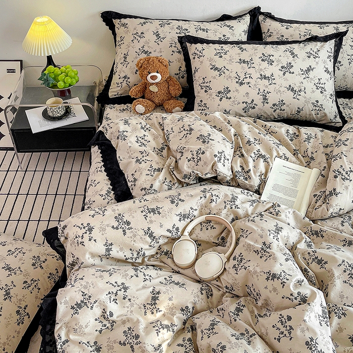 91家纺网 家纺一手货源 找家纺 元熙 2026新款古法水洗棉床盖四件套 梦栀