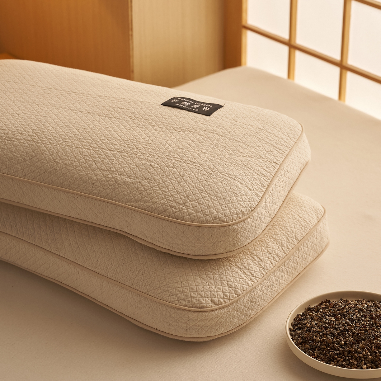 91家纺网 家纺一手货源 找家纺 （总）乐可 2026新款棉麻天然好物面包枕荞麦枕枕头枕芯