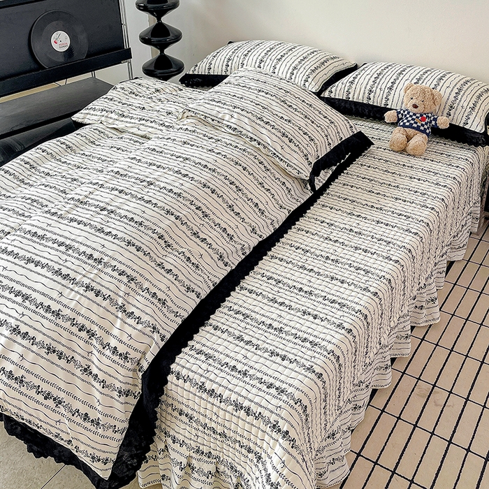 91家纺网 家纺一手货源 找家纺 元熙 2026新款古法水洗棉床盖四件套 缪缪