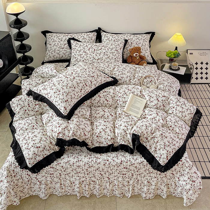 91家纺网 家纺一手货源 找家纺 元熙 2026新款古法水洗棉床盖四件套 蔷薇岛