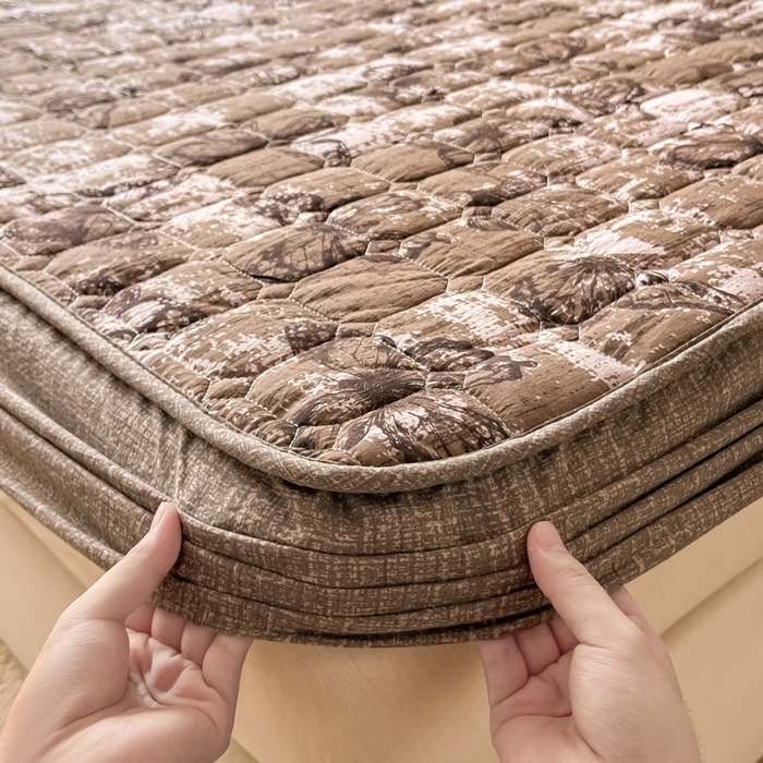 91家纺网 家纺一手货源 找家纺 （总）沐慕 2026新款高克重印花云感皱皱纱夹棉床笠