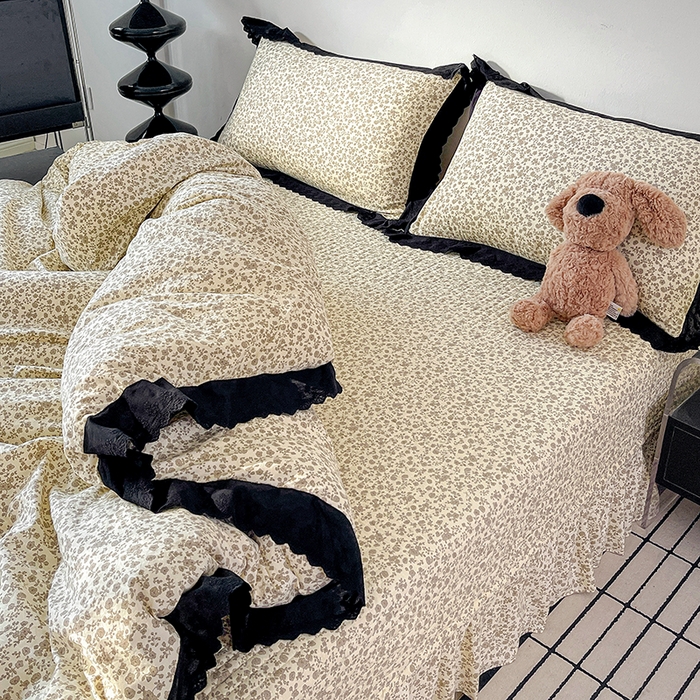 91家纺网 家纺一手货源 找家纺 元熙 2026新款古法水洗棉床盖四件套 山茶左岸