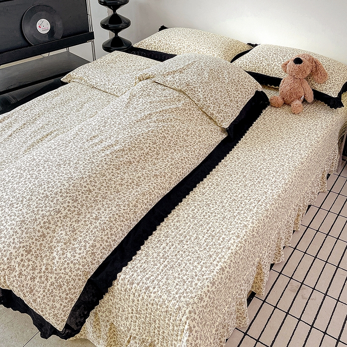 91家纺网 家纺一手货源 找家纺 元熙 2026新款古法水洗棉床盖四件套 山茶左岸