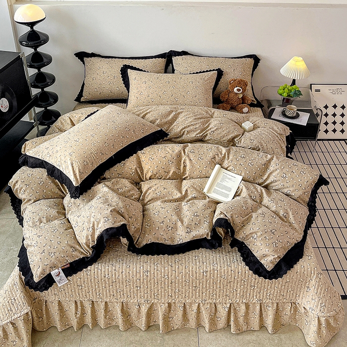 91家纺网 家纺一手货源 找家纺 元熙 2026新款古法水洗棉床盖四件套 幸识