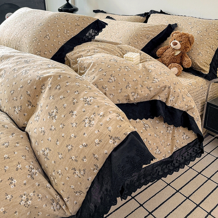 91家纺网 家纺一手货源 找家纺 元熙 2026新款古法水洗棉床盖四件套 幸识