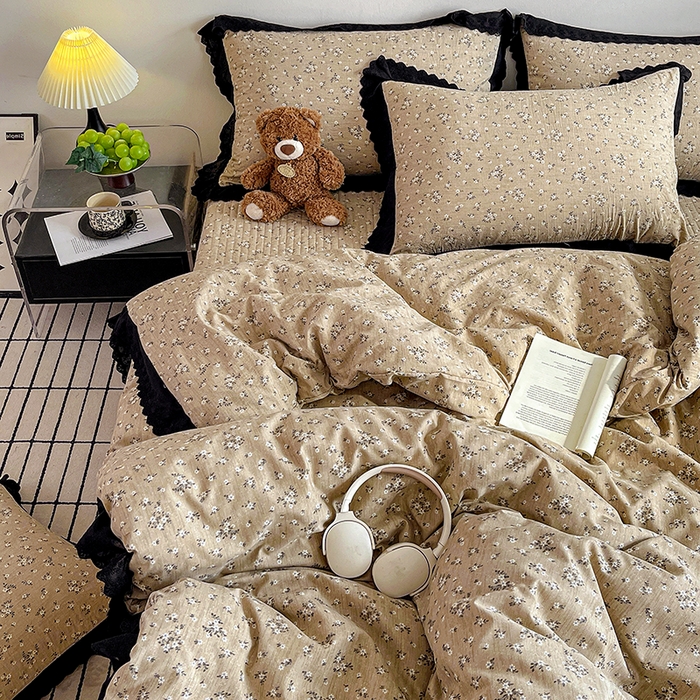 91家纺网 家纺一手货源 找家纺 元熙 2026新款古法水洗棉床盖四件套 幸识