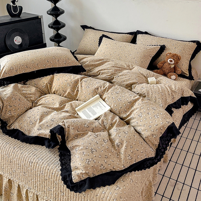 91家纺网 家纺一手货源 找家纺 元熙 2026新款古法水洗棉床盖四件套 幸识