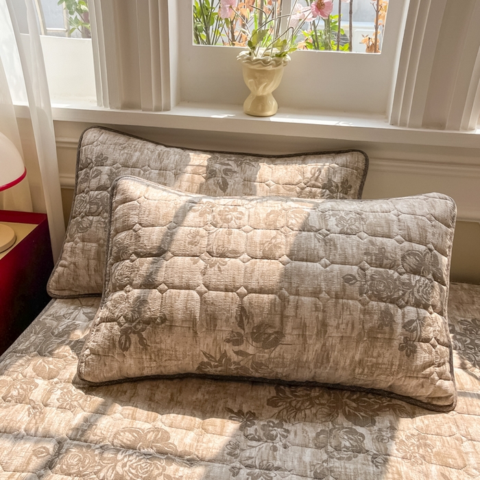 91家纺网 家纺一手货源 找家纺 沐慕 2026新款高克重印花云感皱皱纱夹棉床笠 枯木生花