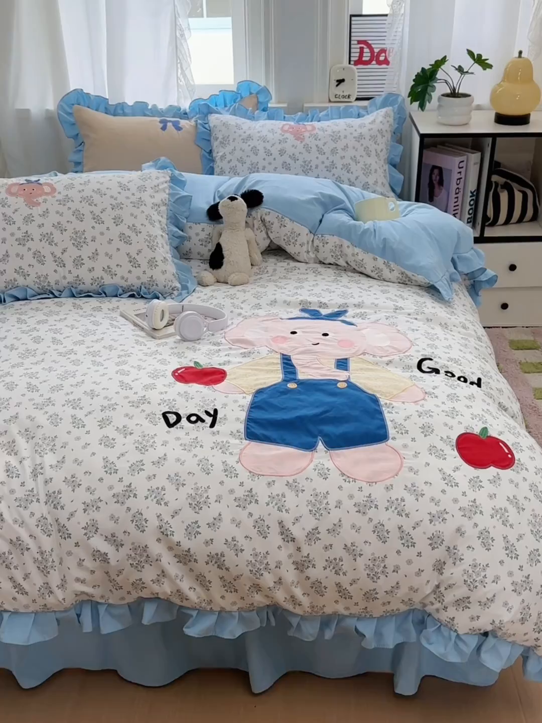 91家纺网 家纺一手货源 找家纺 （总）田子坊（原亨通） 2026春夏新款卡通贴布绣水洗棉花边四件套