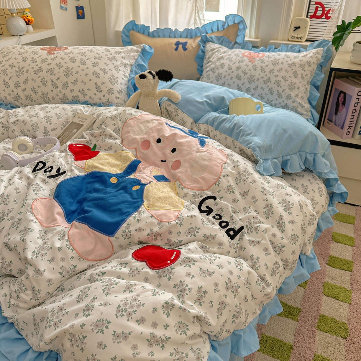 91家纺网 家纺一手货源 找家纺 （总）田子坊（原亨通） 2026春夏新款卡通贴布绣水洗棉花边四件套