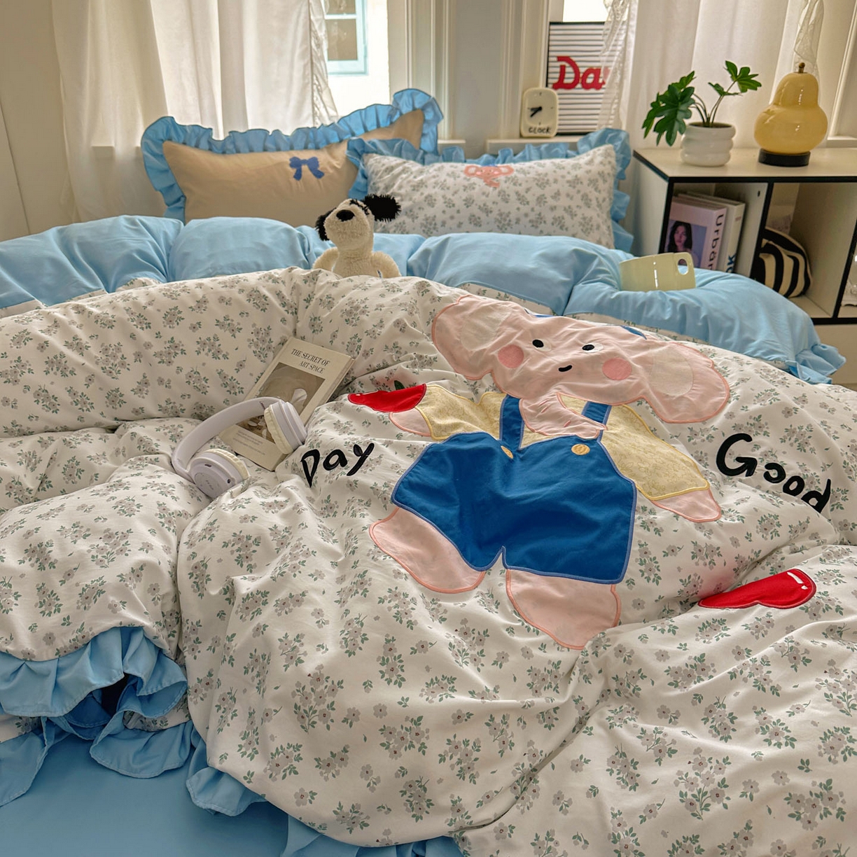 91家纺网 家纺一手货源 找家纺 （总）田子坊（原亨通） 2026春夏新款卡通贴布绣水洗棉花边四件套