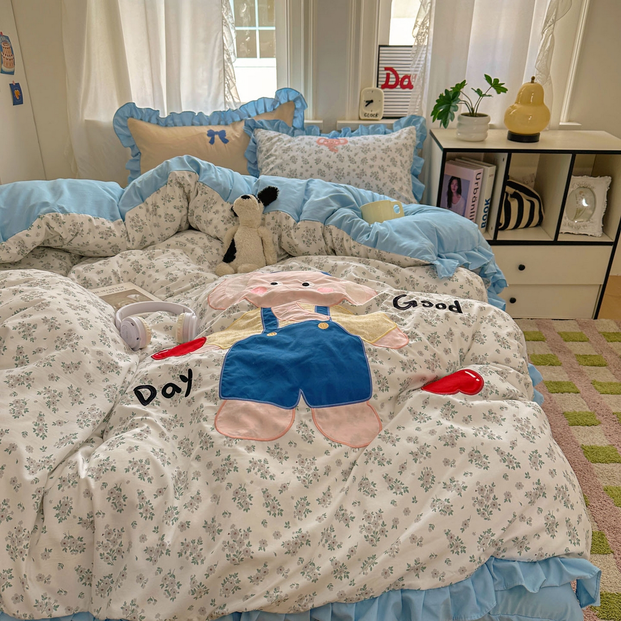 91家纺网 家纺一手货源 找家纺 （总）田子坊（原亨通） 2026春夏新款卡通贴布绣水洗棉花边四件套