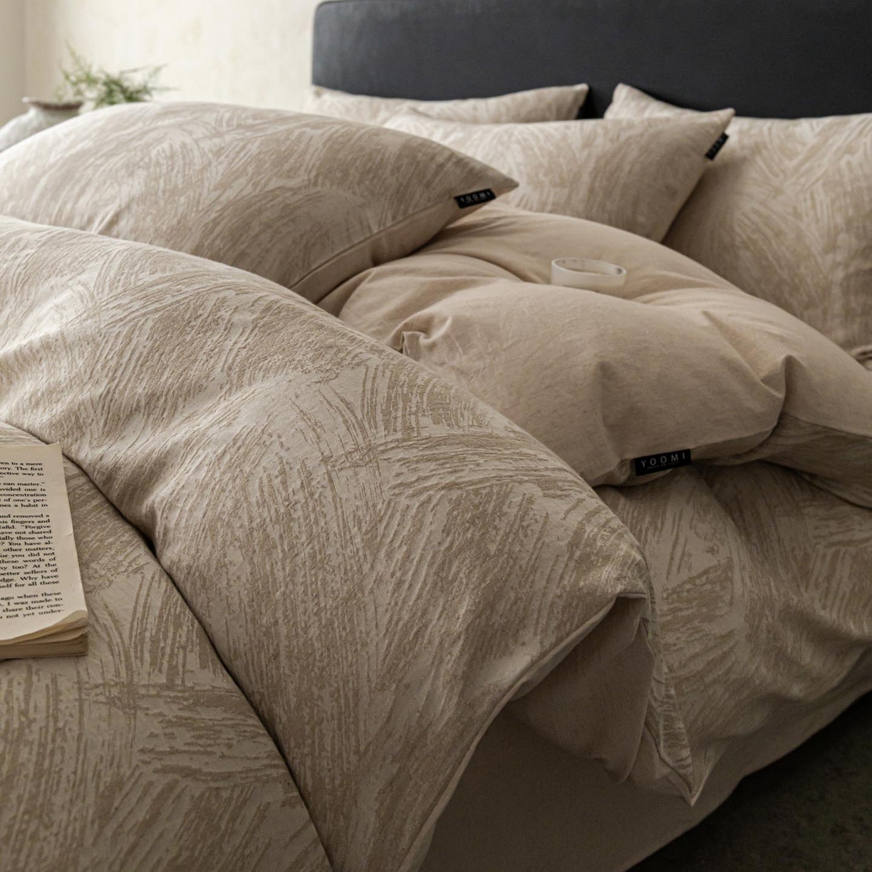 91家纺网 家纺一手货源 找家纺 涵宸家纺 2026新款棉麻色织提花四件套 叶光