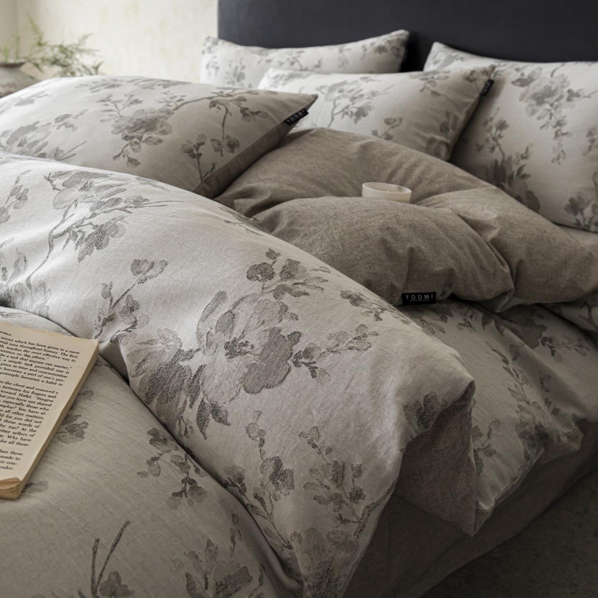 91家纺网 家纺一手货源 找家纺 涵宸家纺 2026新款棉麻色织提花四件套 云锦-灰