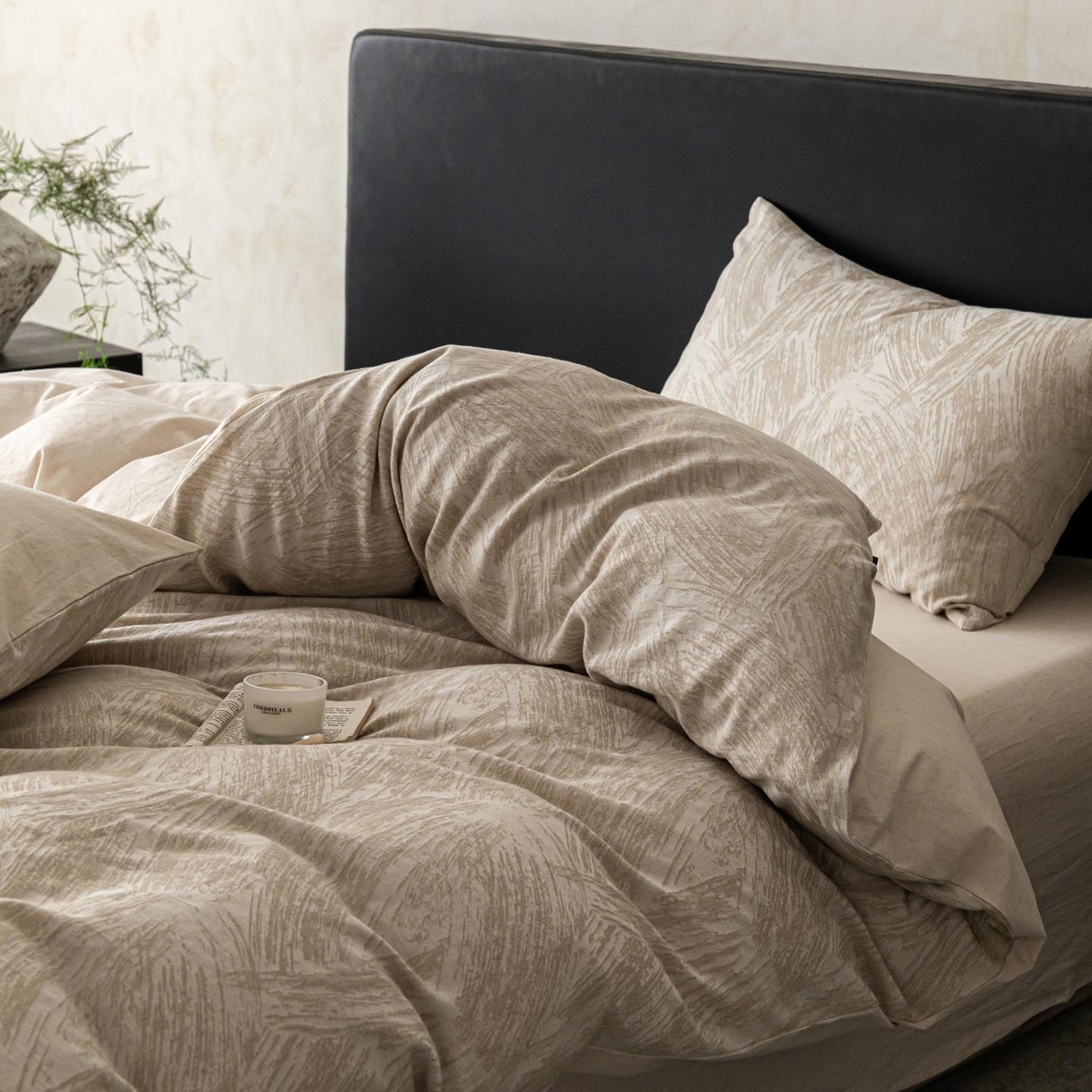 91家纺网 家纺一手货源 找家纺 涵宸家纺 2026新款棉麻色织提花四件套 叶光