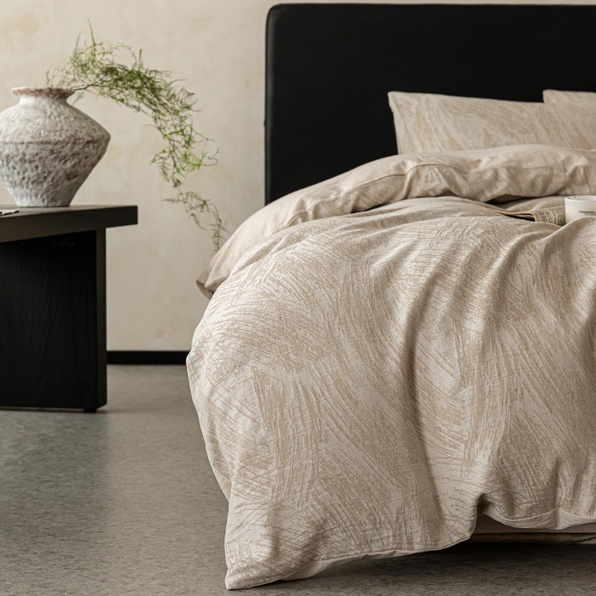 91家纺网 家纺一手货源 找家纺 涵宸家纺 2026新款棉麻色织提花四件套 叶光