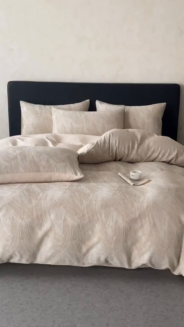 91家纺网 家纺一手货源 找家纺 涵宸家纺 2026新款棉麻色织提花四件套 叶光