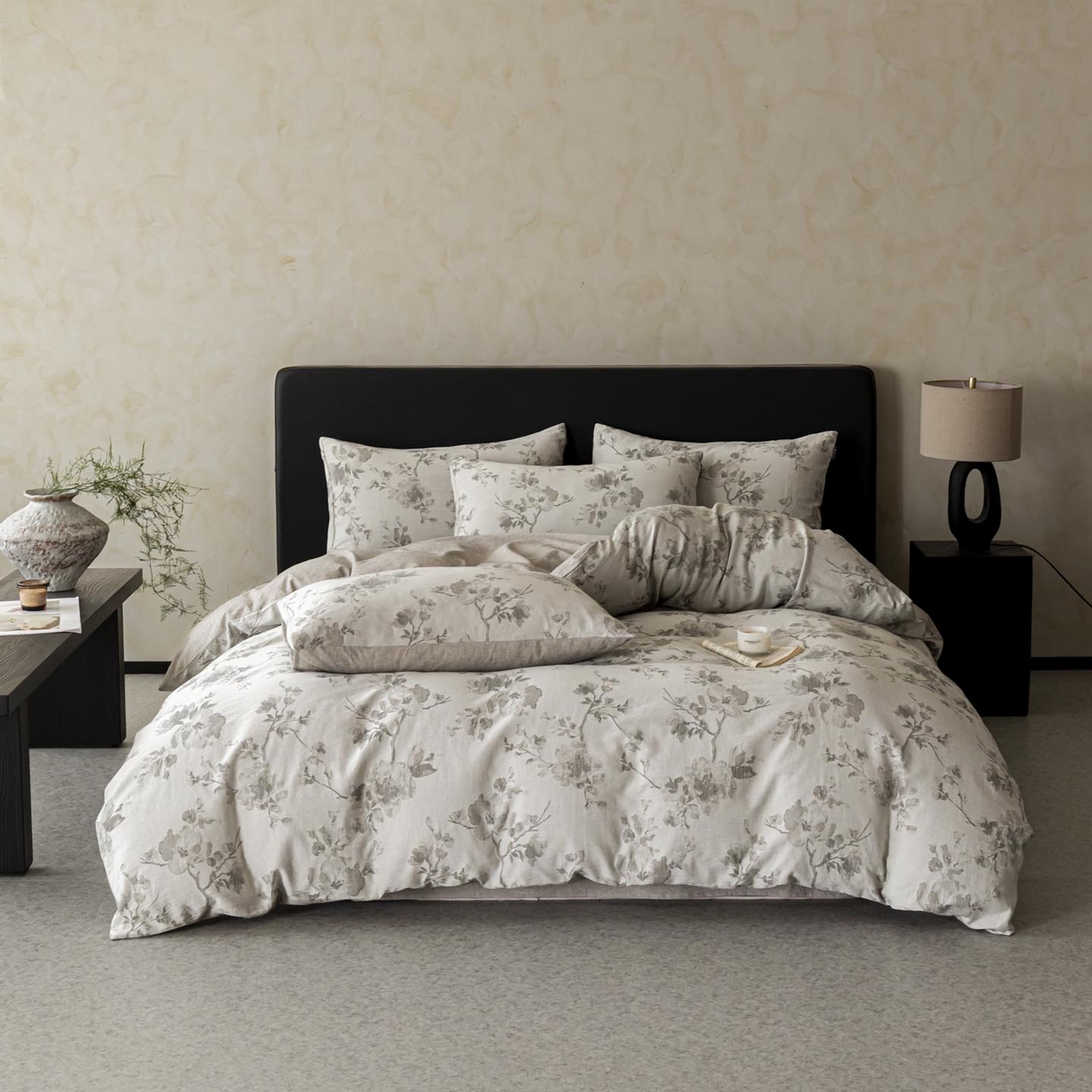 91家纺网 家纺一手货源 找家纺 涵宸家纺 2026新款棉麻色织提花四件套 云锦-灰