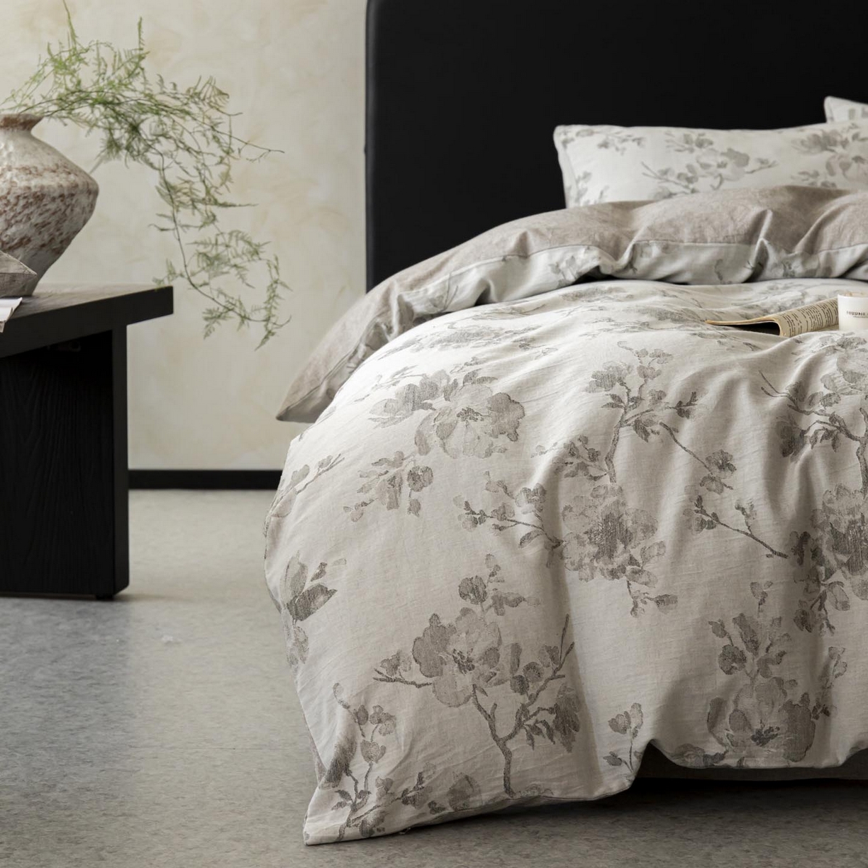 91家纺网 家纺一手货源 找家纺 涵宸家纺 2026新款棉麻色织提花四件套 云锦-灰