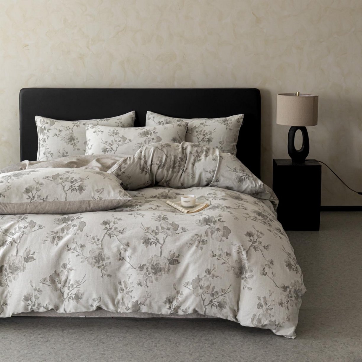 91家纺网 家纺一手货源 找家纺 涵宸家纺 2026新款棉麻色织提花四件套 云锦-灰