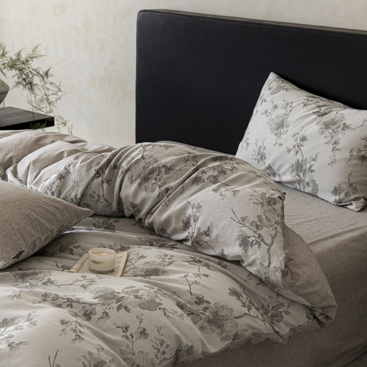 91家纺网 家纺一手货源 找家纺 涵宸家纺 2026新款棉麻色织提花四件套 云锦-灰