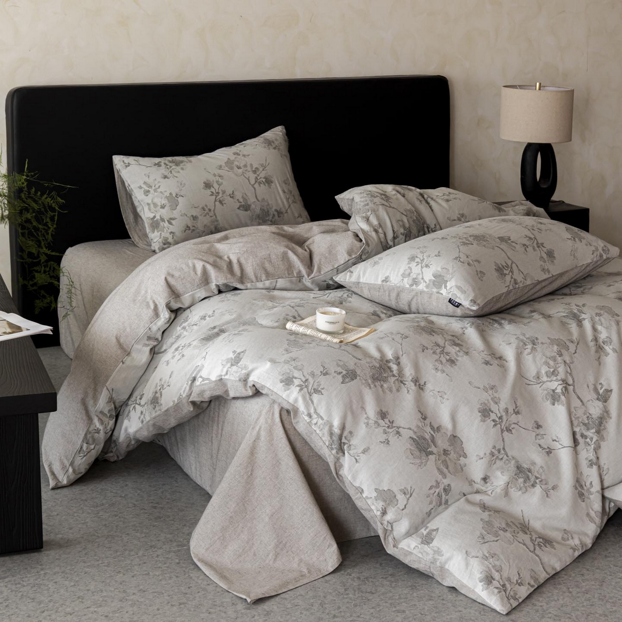 91家纺网 家纺一手货源 找家纺 涵宸家纺 2026新款棉麻色织提花四件套 云锦-灰