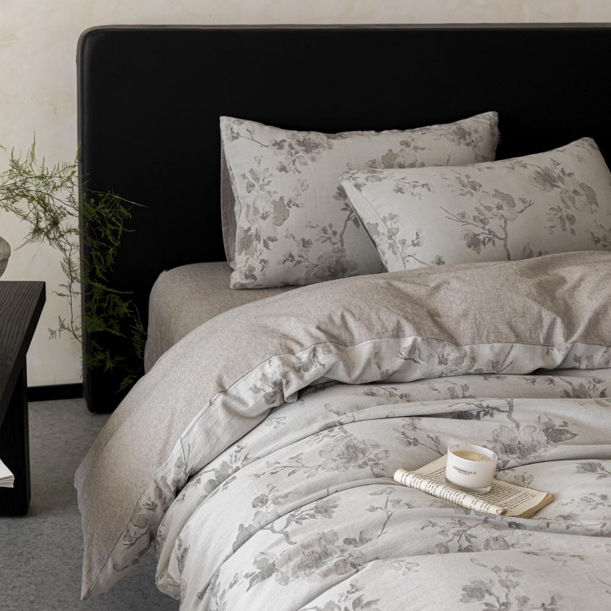 91家纺网 家纺一手货源 找家纺 涵宸家纺 2026新款棉麻色织提花四件套 云锦-灰