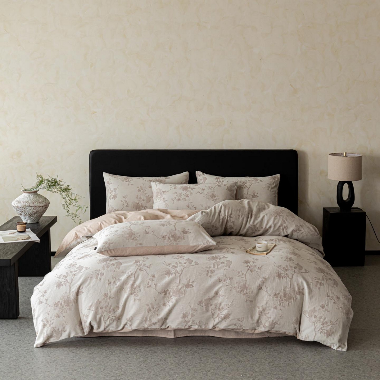 91家纺网 家纺一手货源 找家纺 涵宸家纺 2026新款棉麻色织提花四件套 云锦-其