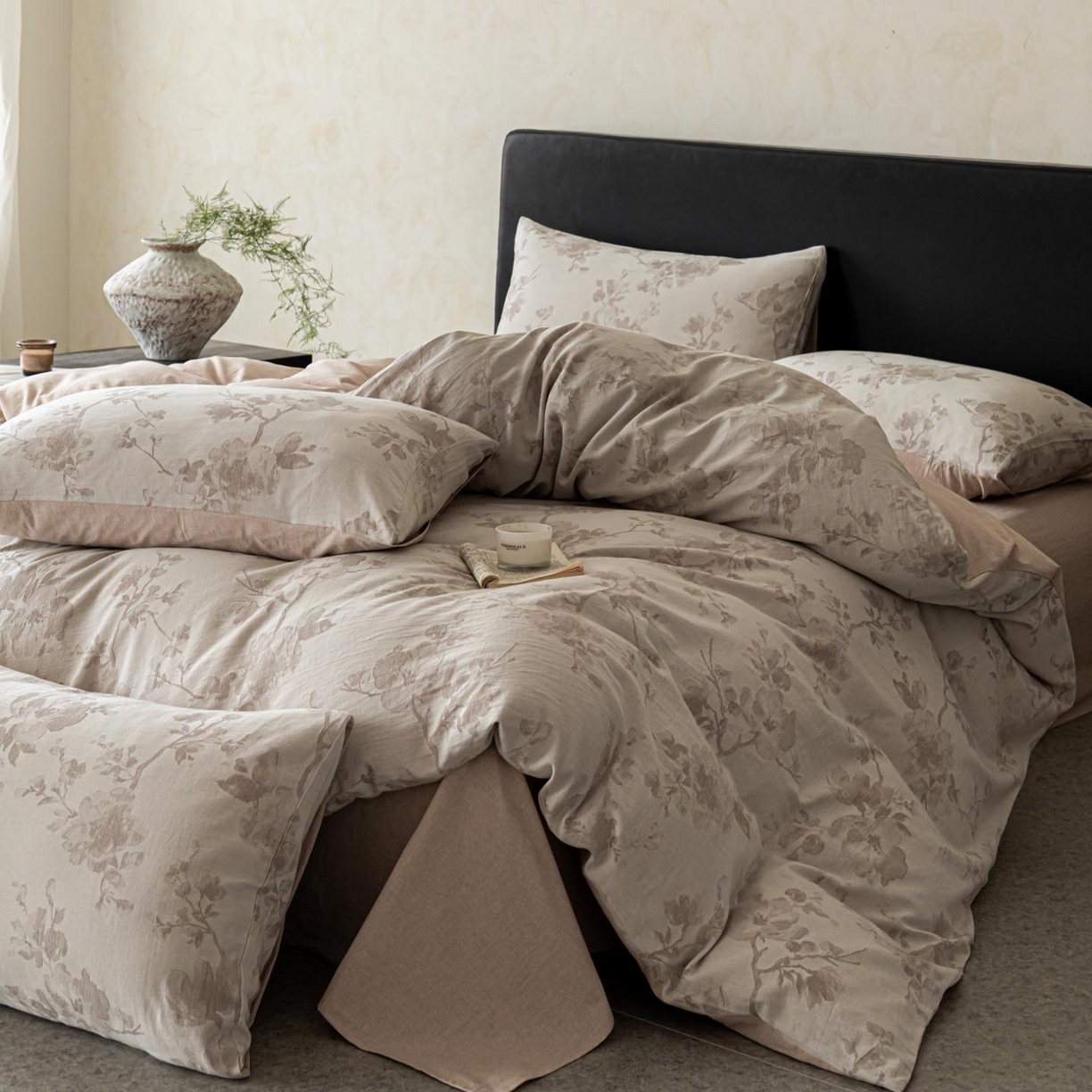 91家纺网 家纺一手货源 找家纺 涵宸家纺 2026新款棉麻色织提花四件套 云锦-其